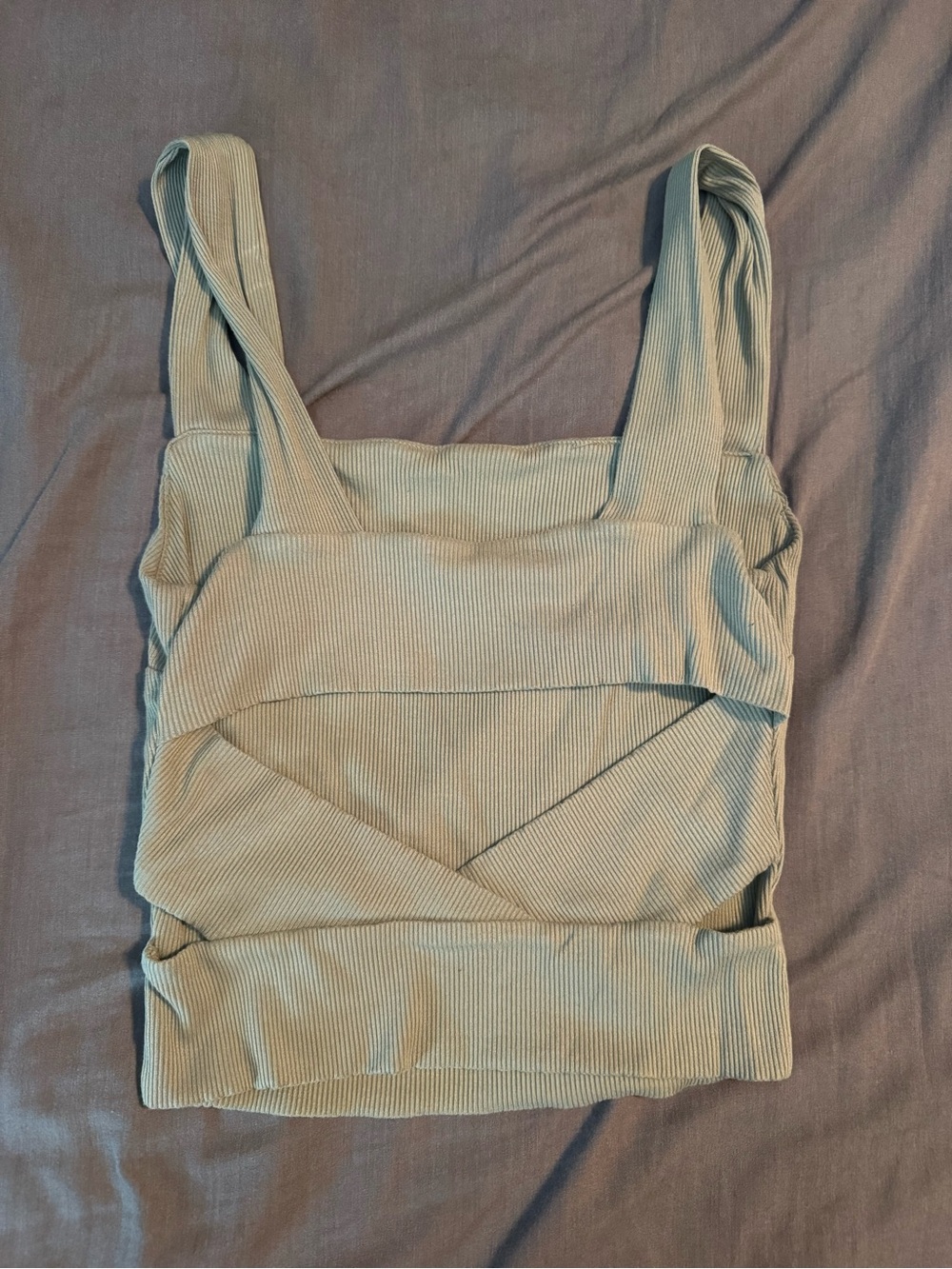 ILLA ILLA Ribbed Square-Neck Tank in Sage - Picture 2 of 3